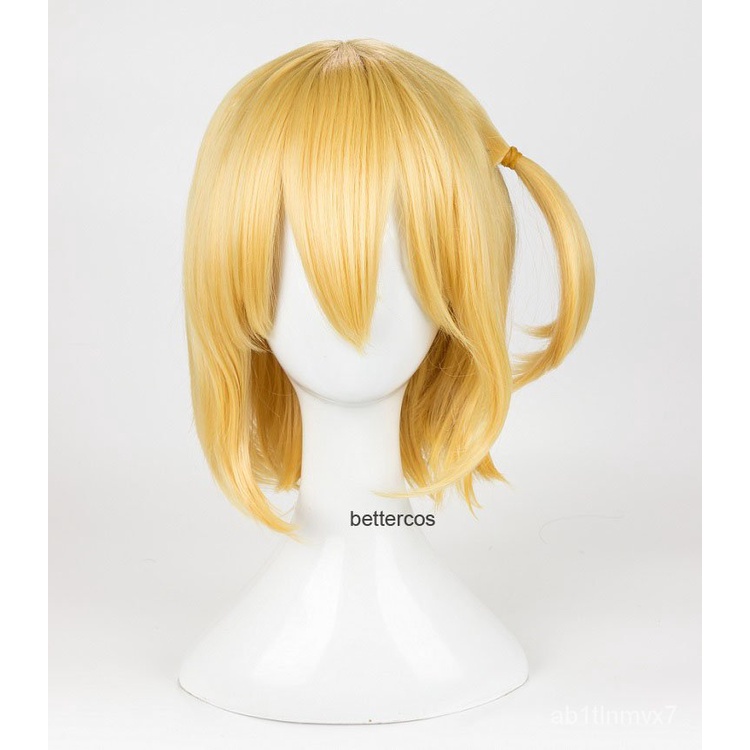 Haikyuu Hitoka Yachi Hitokav Cosplay Short Blonde Wig Braid Heat Resistant Ponytail Hair Costume