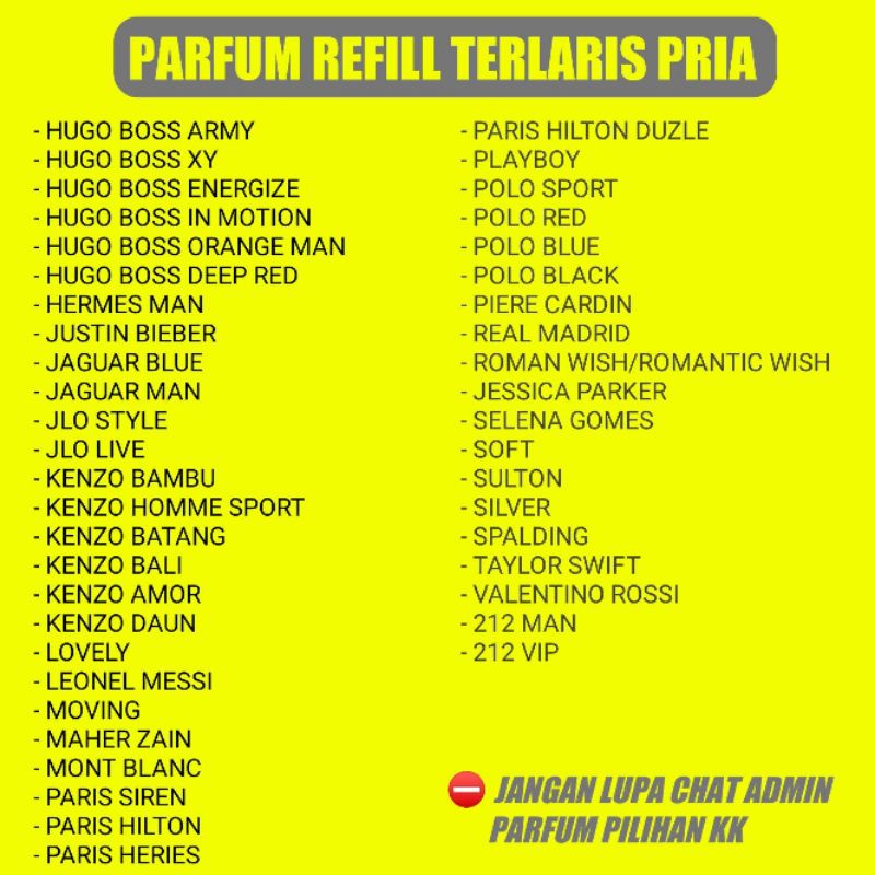 parfum Refill harga bersahabat kualitas bagus 30ml dan 55ml