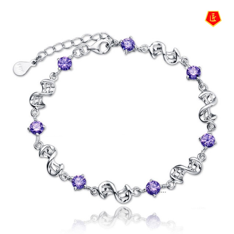 [Ready Stock]Stylish Elegant Amethyst Silver Bracelet