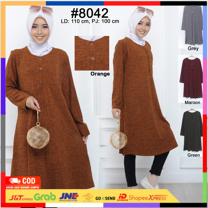✨ BISA COD ✨ Tunik Busui / Tunik Kaos Import / Tunik Wanita / Tunik Muslim Wanita - Orange
