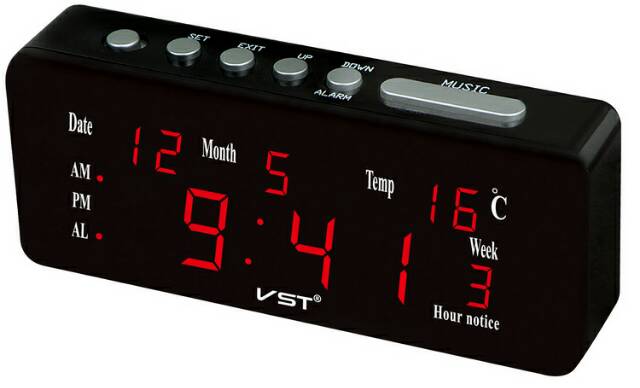 Jam Weker Alarm Meja LED Calendar Temperatur - VST-726WX