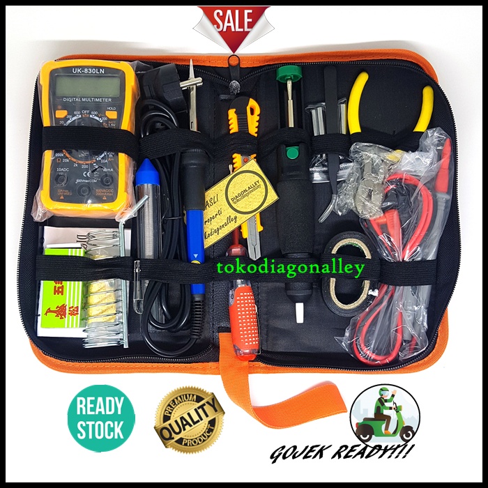 Solder Listrik 60 Watt Multimeter Timah Pasta Flux Solder Tatakan Solder Ujung Solder Paket Lengkap Tas Paket Lengkap Murah