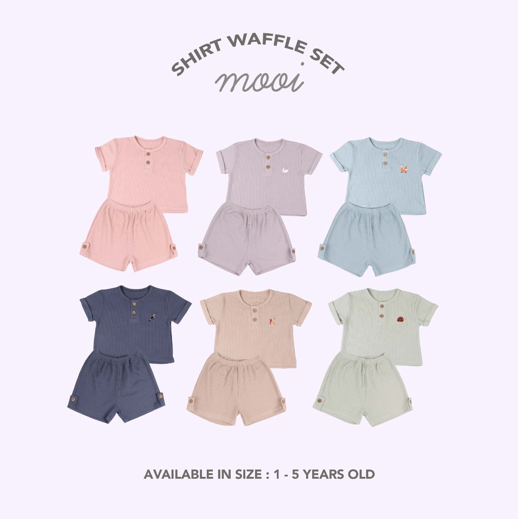 PROMO 7.7 PROMO BAJU LEBARAN MURAH MOOI SHIRT WAFFLE SET SETELAN WAFFLE ANAK BAJU PENDEK CELANA PENDEK SETELAN BAJU ANAK 1 - 5 TAHUN