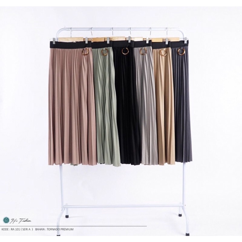 Rok Plisket Ring Basic dengan Bahan Tornado Premium, Panjang 93 cm dan Melar Hingga 110 cm untuk Akt