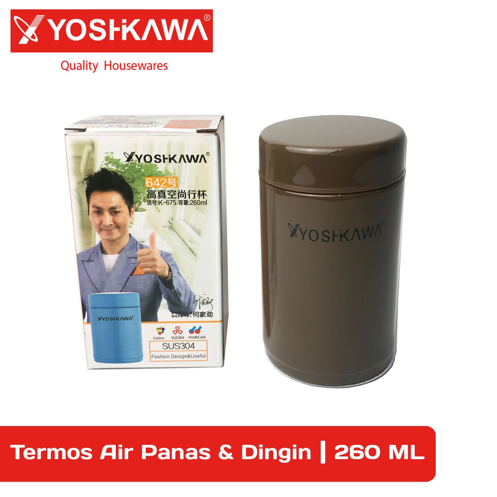 

YOSHIKAWA Termos Air Panas Dan Dingin 260 ML Botol Minum Stainless EVL-K-675-COKLAT