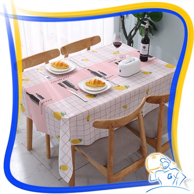 Taplak Meja Makan Anti Air Persegi Bahan PVC Waterproof Anti Minyak Alas Meja Ruang Tamu Motif Bunga Tatakan Meja