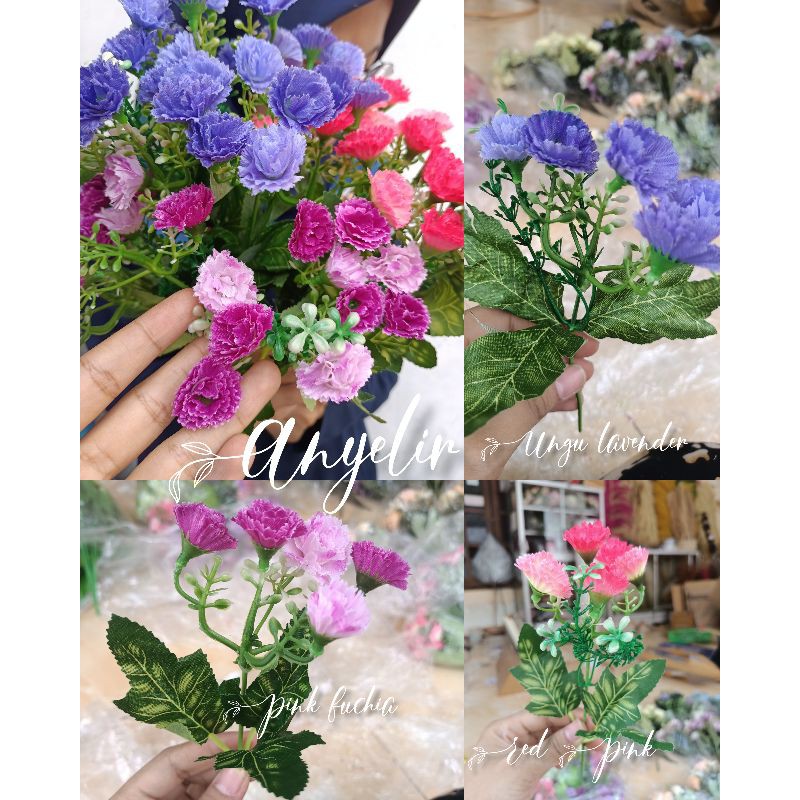 Anyelir Bunga Plastik Artificial Dekorasi Rustic Hiasan Mahar Dried Flower Hampers Ringbox-1