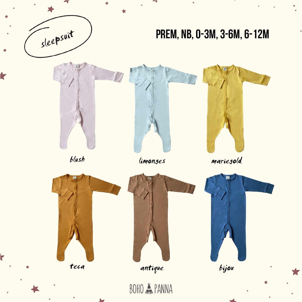 BOHOPANNA - SLEEPSUIT NB 0-3M 3-6M 6-12M - Baju Tidur Bayi