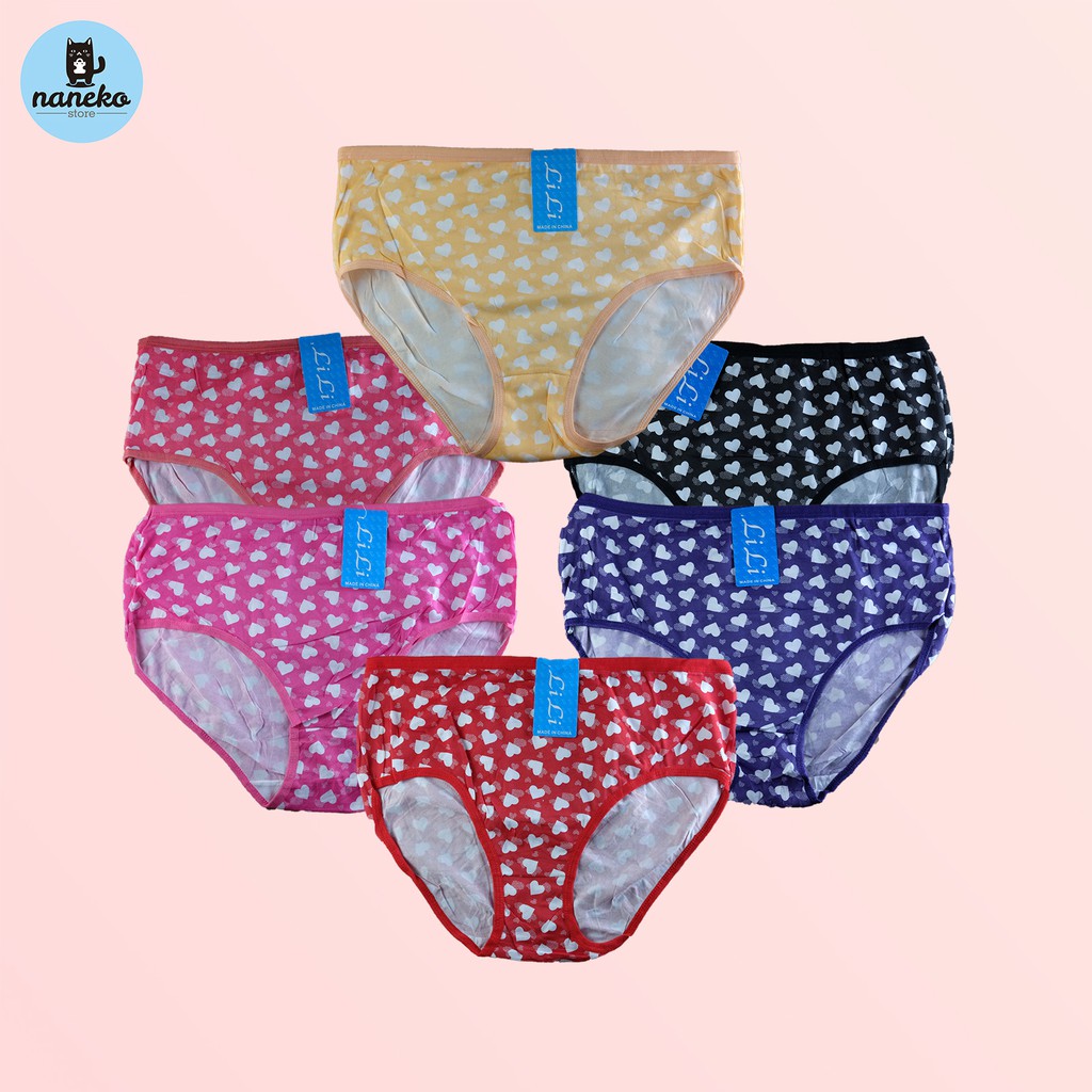 Size XL - CD Celana Dalam Underwear Wanita LILI Love Murah Kaos Katun