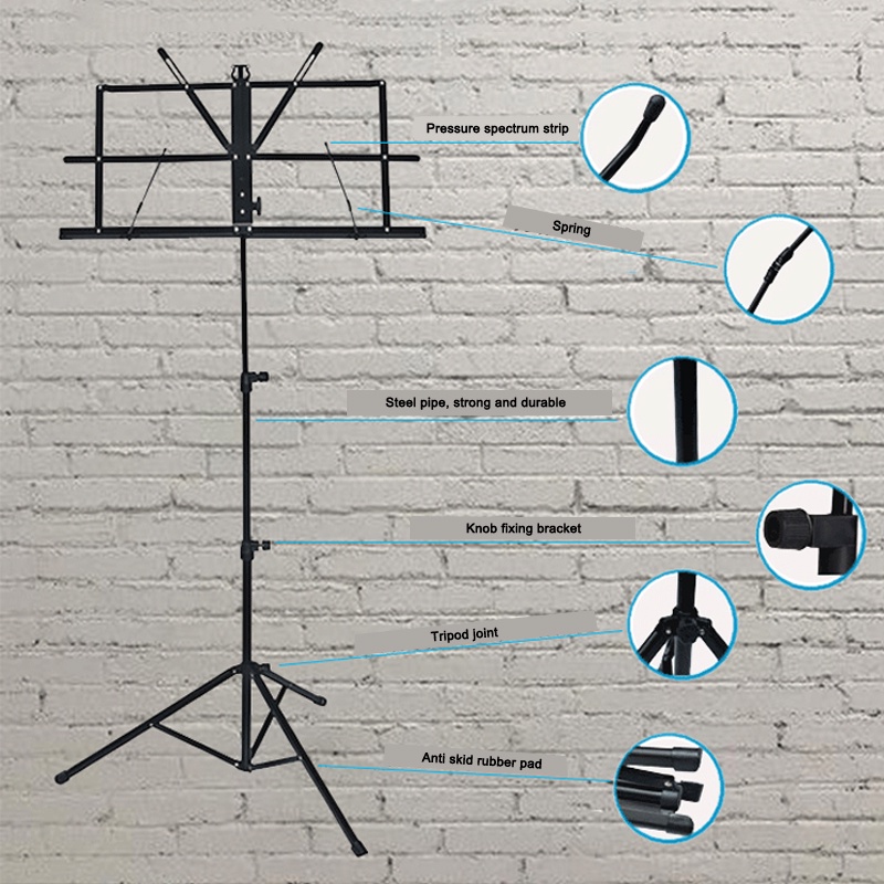 【60-130cm】Tripod Stand Partitur Sheet/Tempat Dudukan Buku Lirik Lagu/Stand Book Musik/Stand Book Tripod