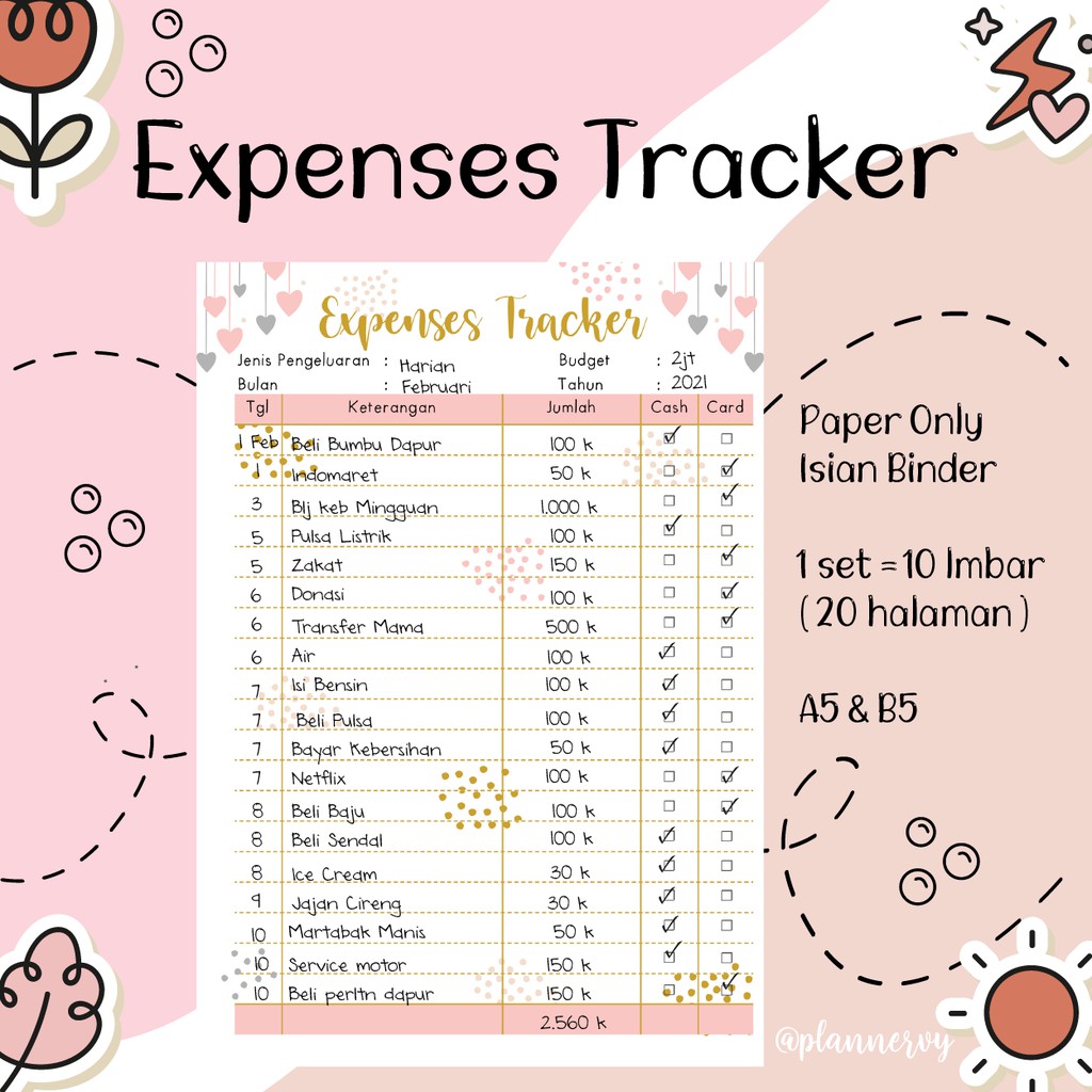 

UANG PLANNER CATATAN CASHFLOW HARIAN isi binder