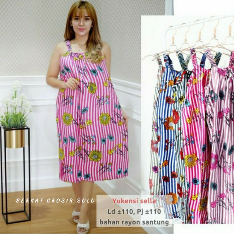 Daster Yukensi Bali Tanpa Lengan Kerut Dada Panjang Busui Viral Kekinian