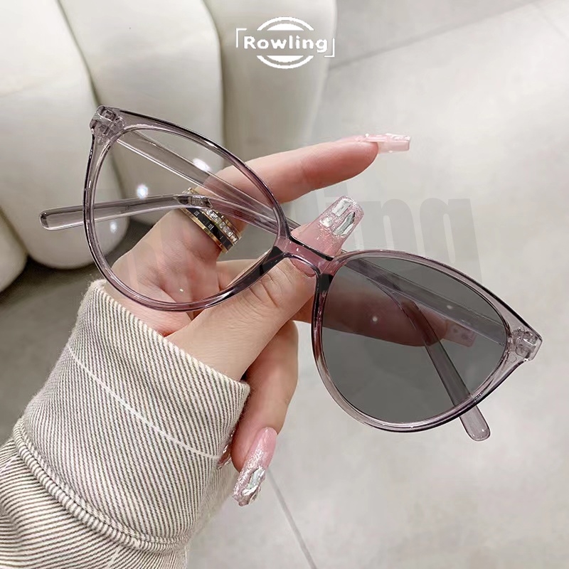 Rowling(PC-225)2In1 Kacamata lensa photocromic anti radiasi wanita pria kacamata bingkai Titanium komputer Anti UV   fotocromic