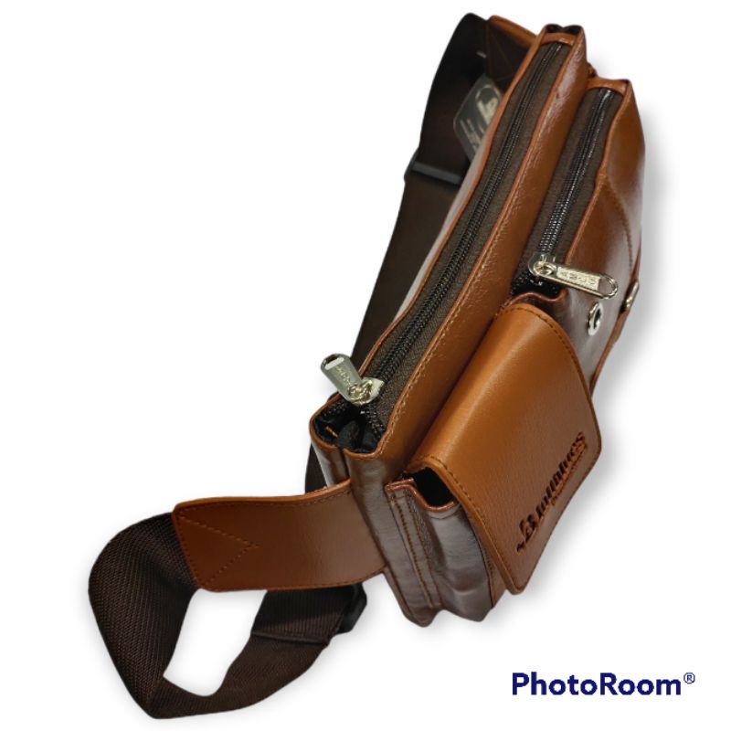 Tas Waistbag pinggang selempang kombinasi Pria Kulit keren murah