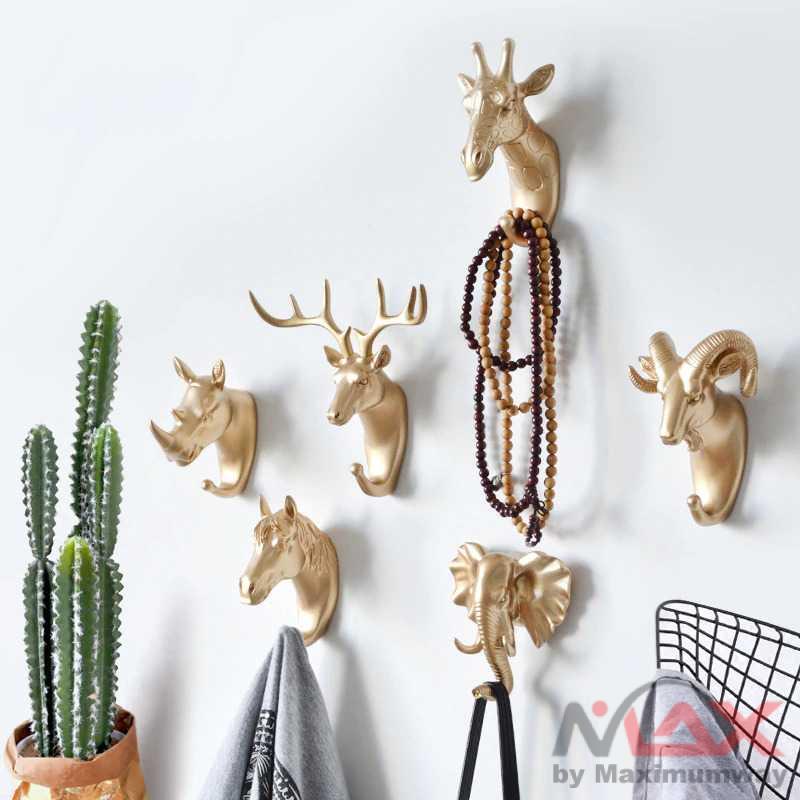 Gantungan Baju IAMPRETTY Gantungan Dinding Wall Hanging Hook Antlers Head - RY-92401 Warna Gold dan hitam Gantungan jaket kunci tas kalung jam belakang pintu atau gantungan dinding bagus unik antik retro jadul koleksi barang antik