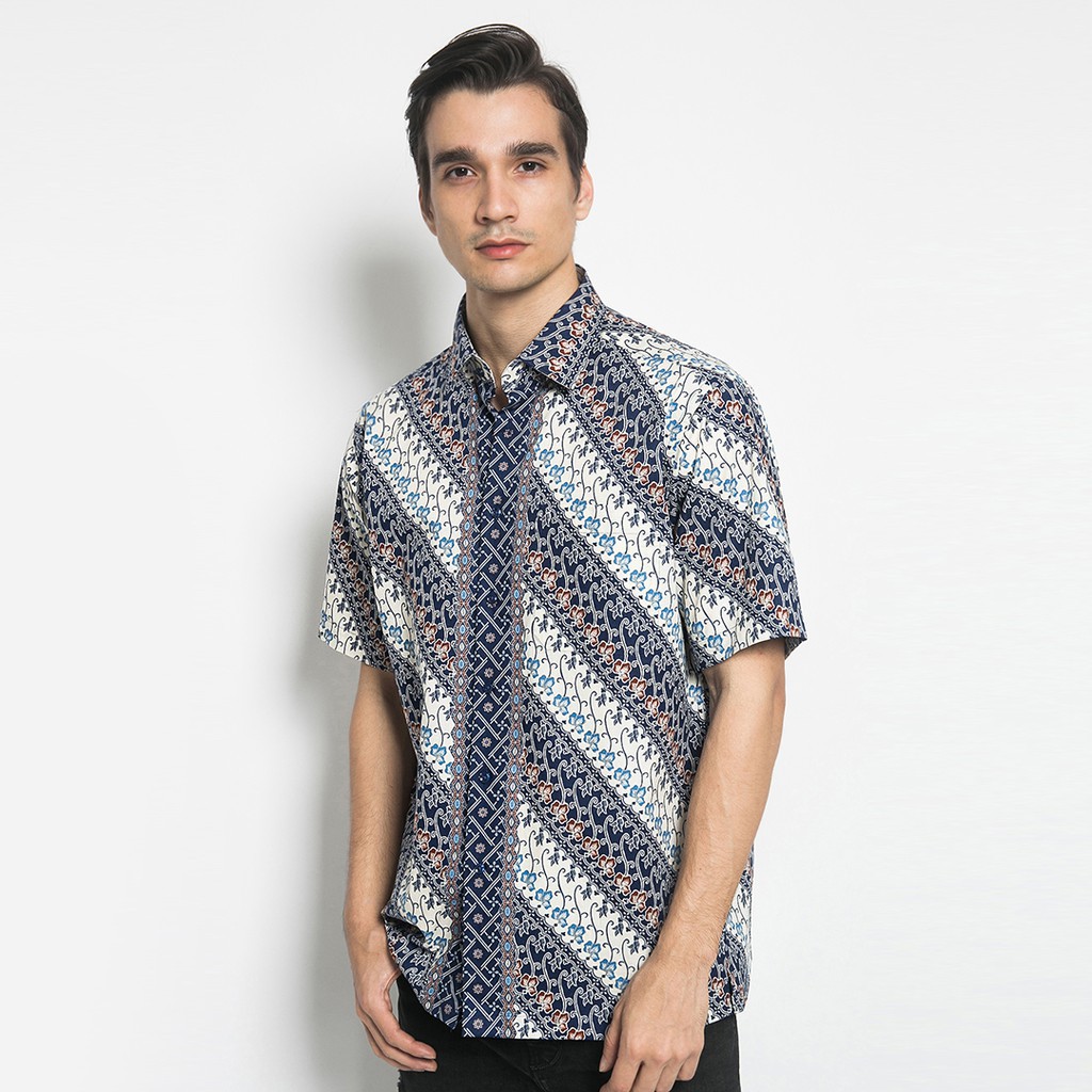 kemeja Alisan Bayar COD Alisan Kemeja Lengan Pendek Batik Reguler 10469 Biru diskon murah