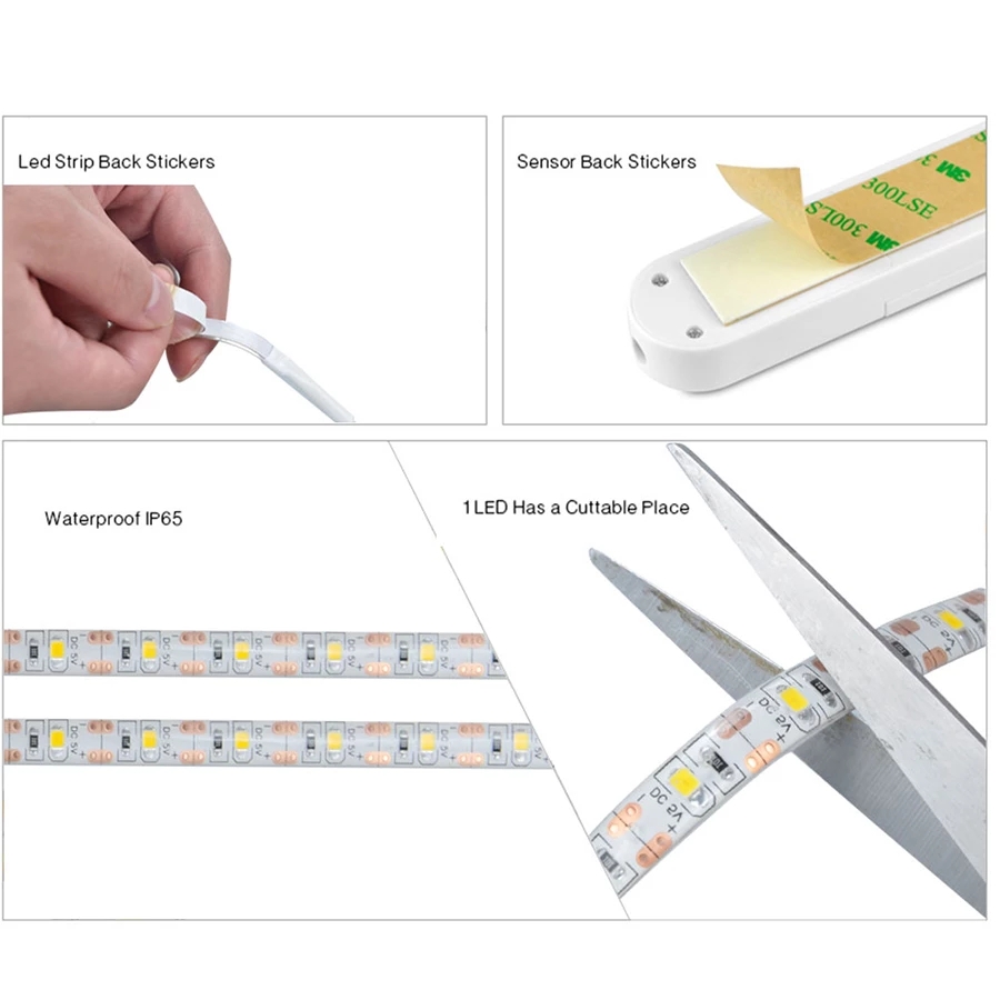 Lampu Strip Led 5v 2835 Smd Flexible Dengan Sensor Gerak Pir Untuk Dekorasi Natal