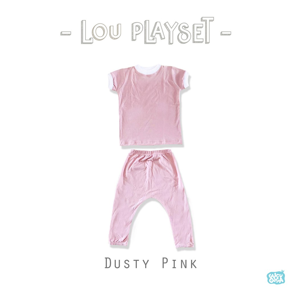 GUGUGAGA - Lou Playset - Setelan Bayi Anak | Custom Nama-Dusty Pink