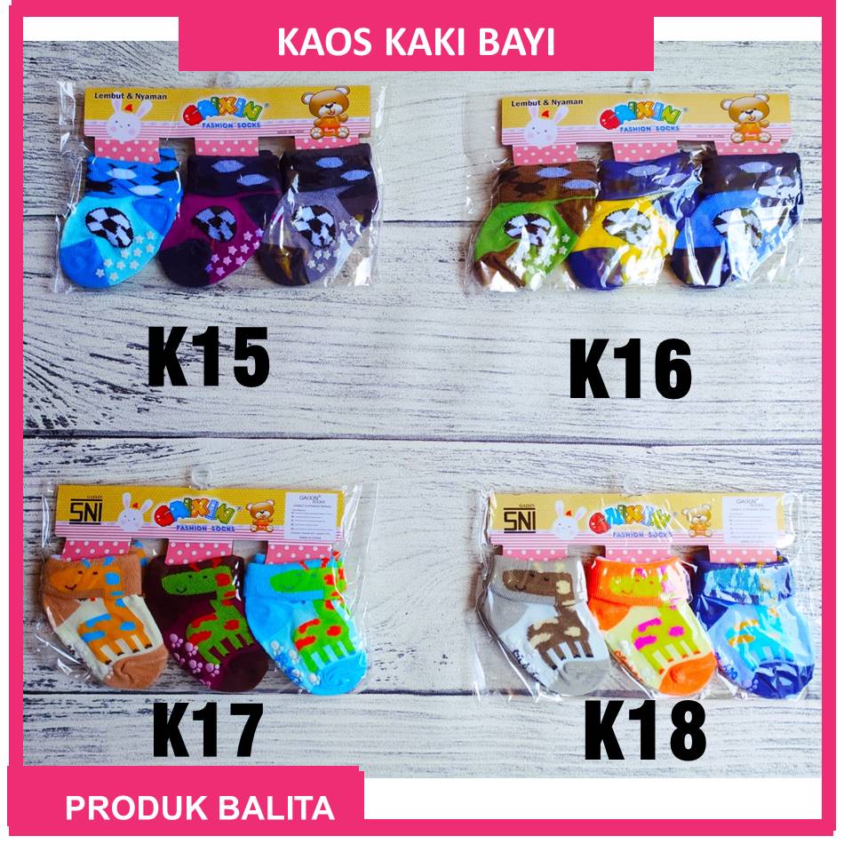 Paket Kaos Kaki Bayi Baru Lahir Lucu Newborn Murah 3 pasang