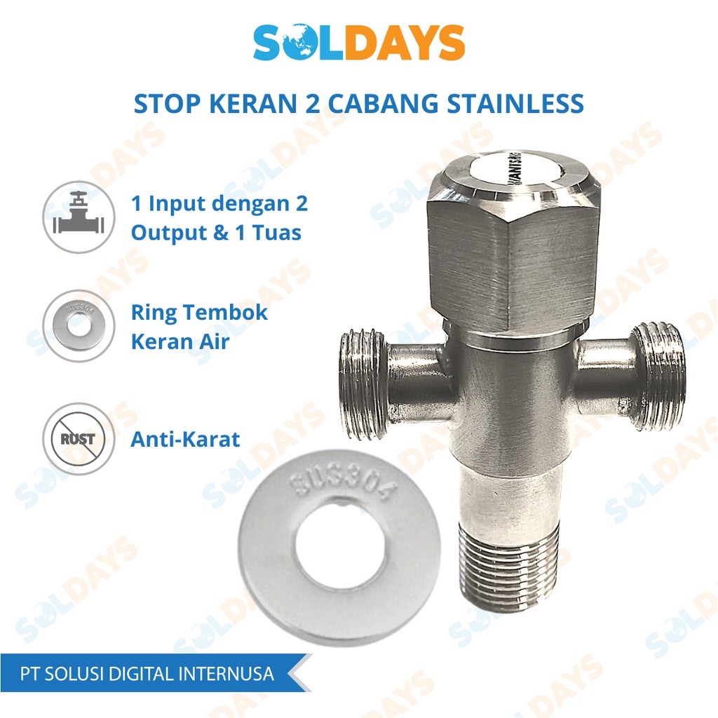 Stop Kran Double/Stop Kran 2 Cabang/Angle Valve/Stainless Steel 304