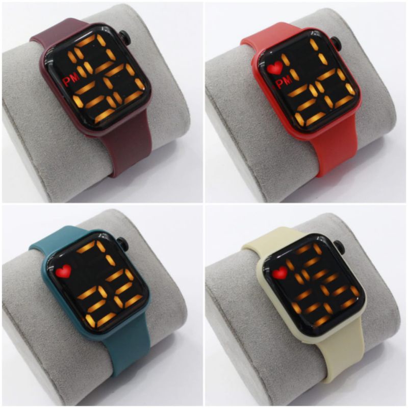JAM TANGAN LED MURCE EL RUBBER JAM WANITA LOVE