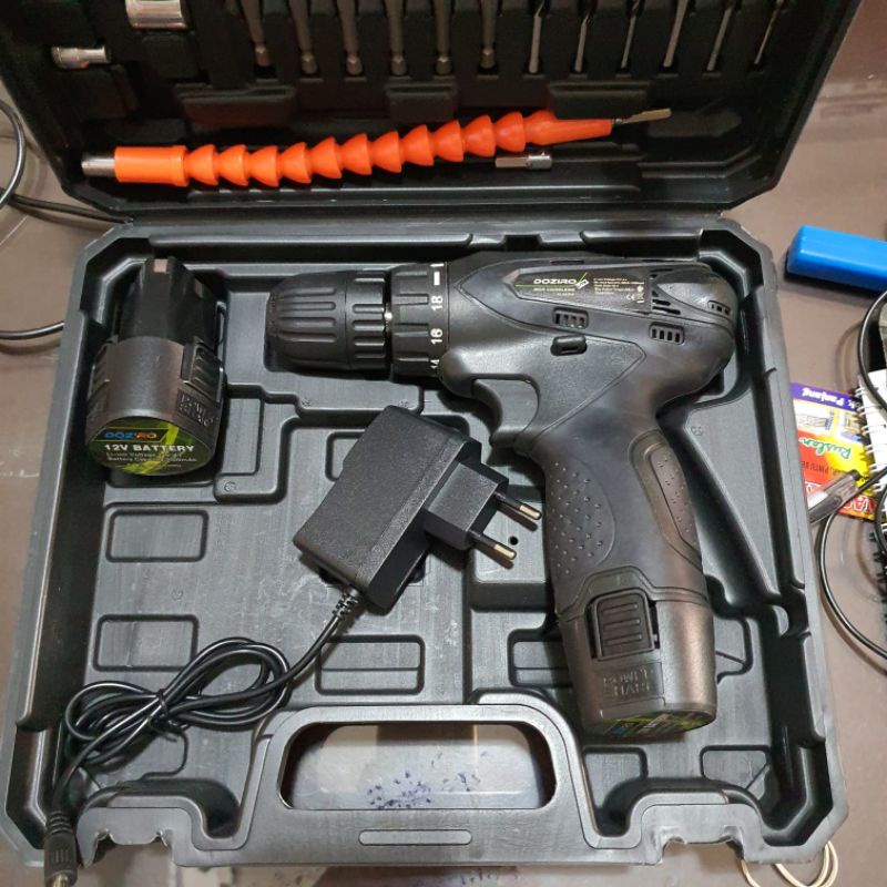 bor batre cordless doziro 12volt lengkap termurah