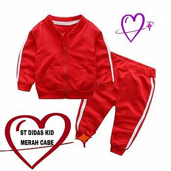 Jaket Anak Training Set Garis Pada Celana Sleting