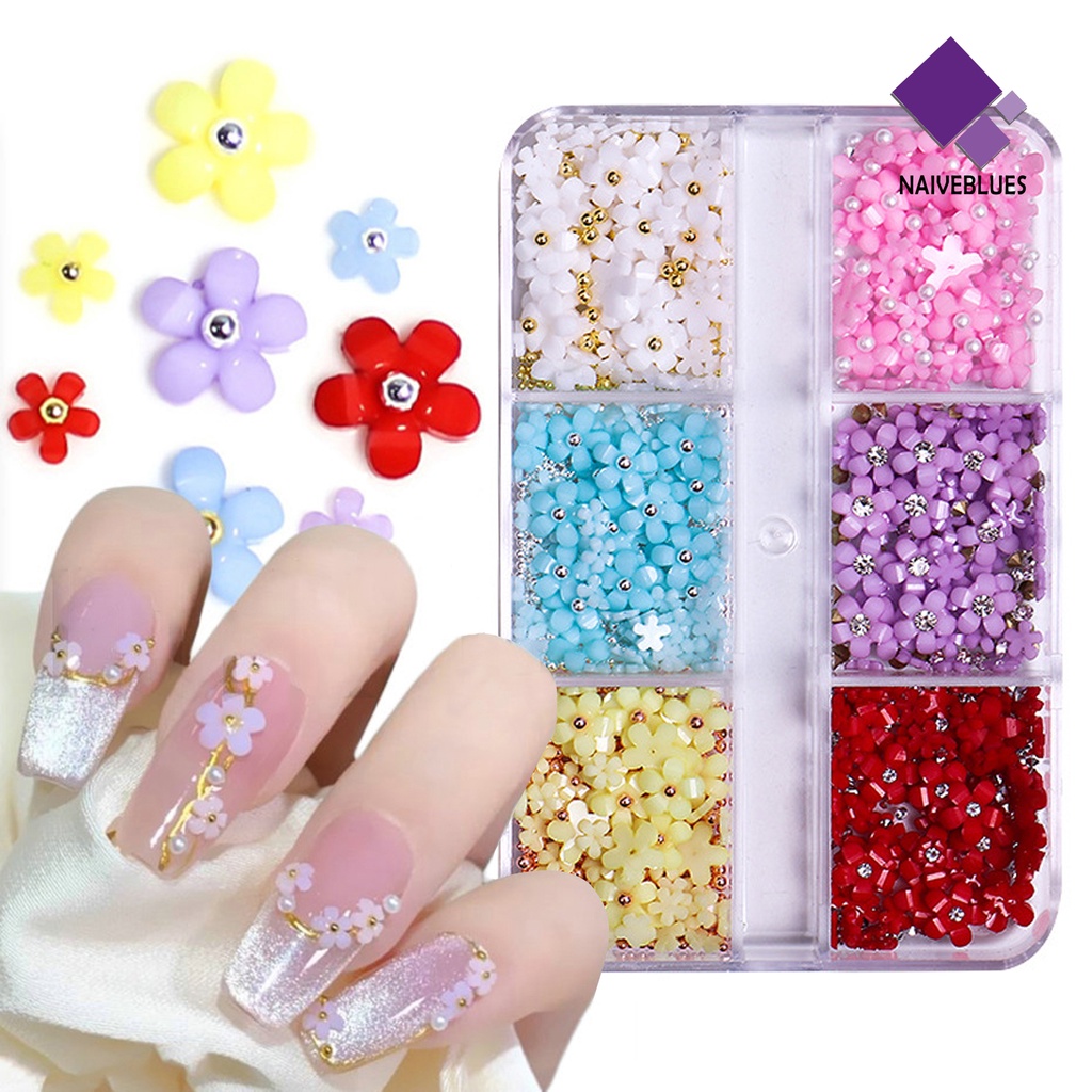 Naiveblue 1 Kotak Dekorasi Nail Art 3D Efek Visual Realistis Bahan Resin