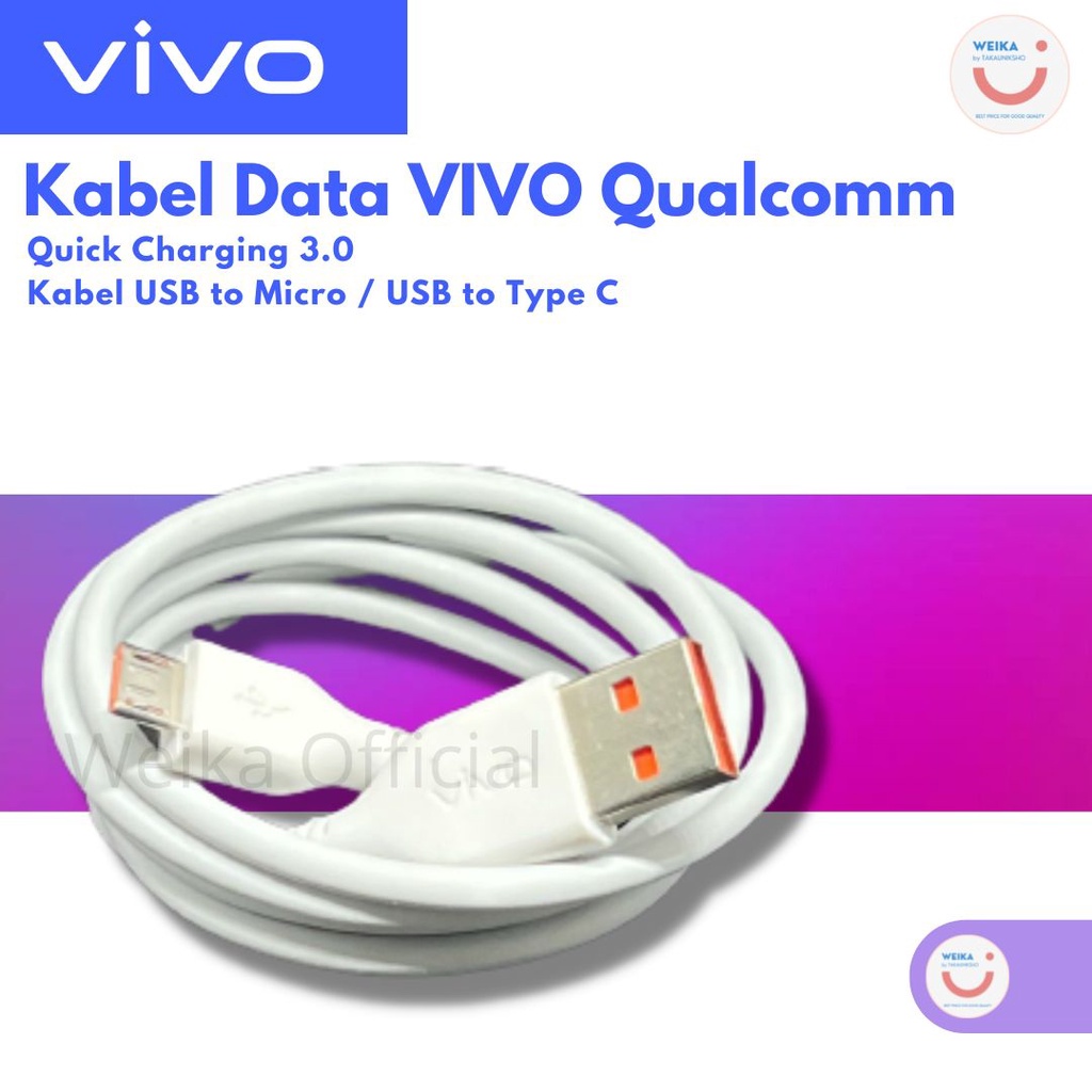 Kabel Data Vivo Qualcomm 3.0A Quick Charging Type C/Micro