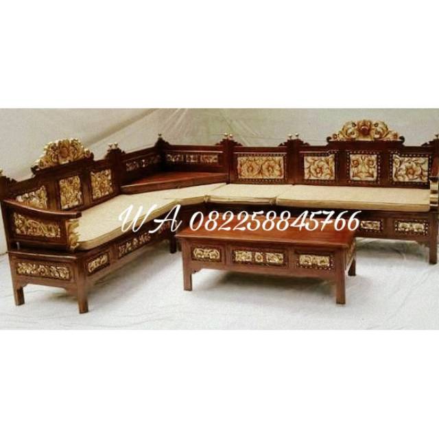 PROMO BULAN PUASA  Meja Kursi Sudut Mahkota Kursi Tamu Pojok Dari Kayu Jati Ukir Jepara
