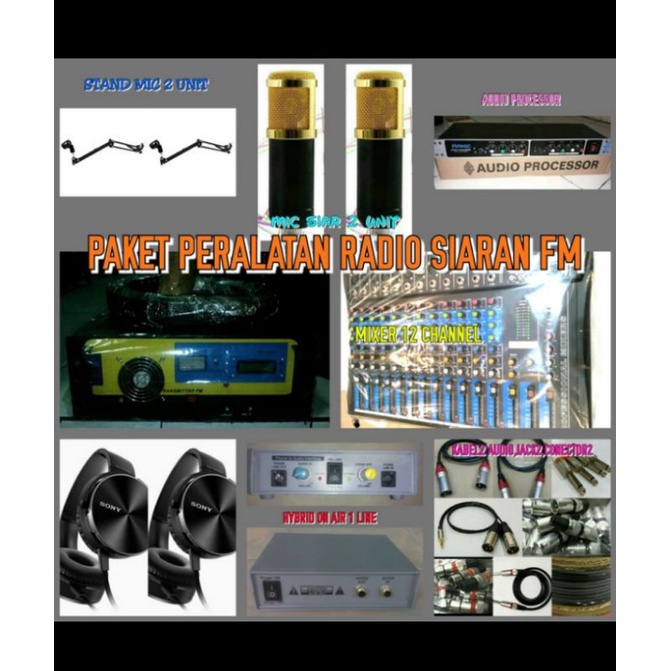 PAKET PERALATAN ELEKTRONIK STUDIO SIARAN PLUS PAKET PEMANCAR FM STEREO PLL LCD 300 WATT SOLIDSTATE F