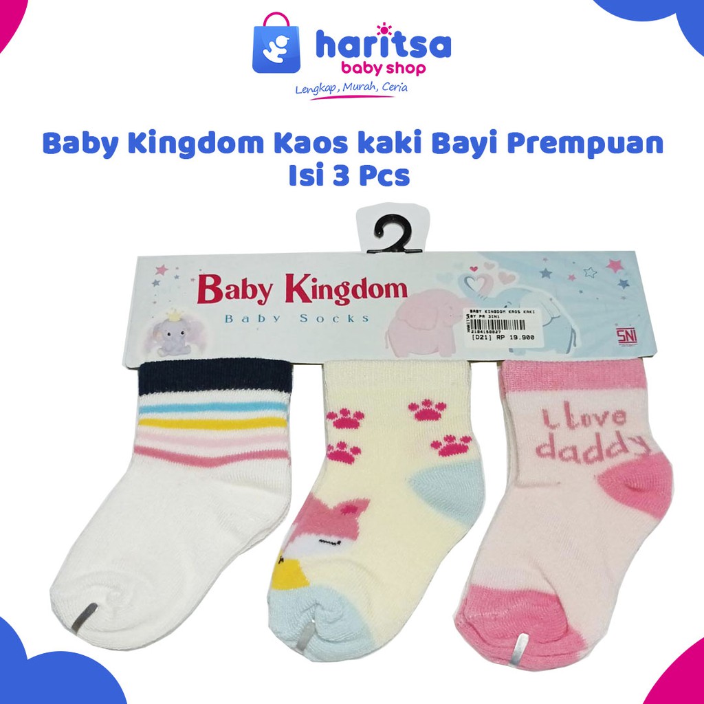 Kaos kaki Bayi Haritsa baby socks Baby Kingdom Laki-laki &amp; Prempuan Isi 3 Pcs