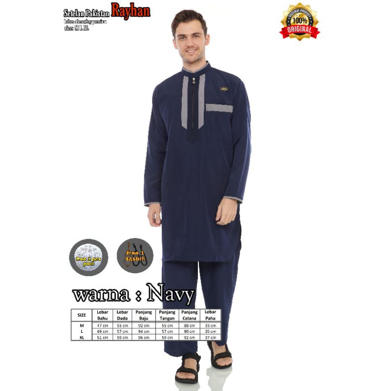 Baju Muslim Pakistan pria - Setelan Baju muslim-Navy
