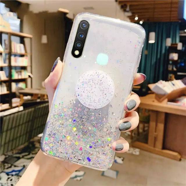 0299 VVV case  SAMSUNG A10 M10 A20s M21 M30S TPU silikon glitter blink blink bling popsocket clear b