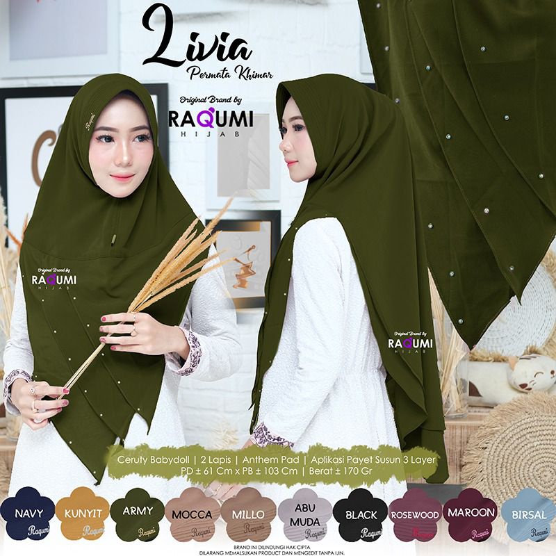 Raqumi Livia Permata Khimar by Original Brand Raqumi Hijab