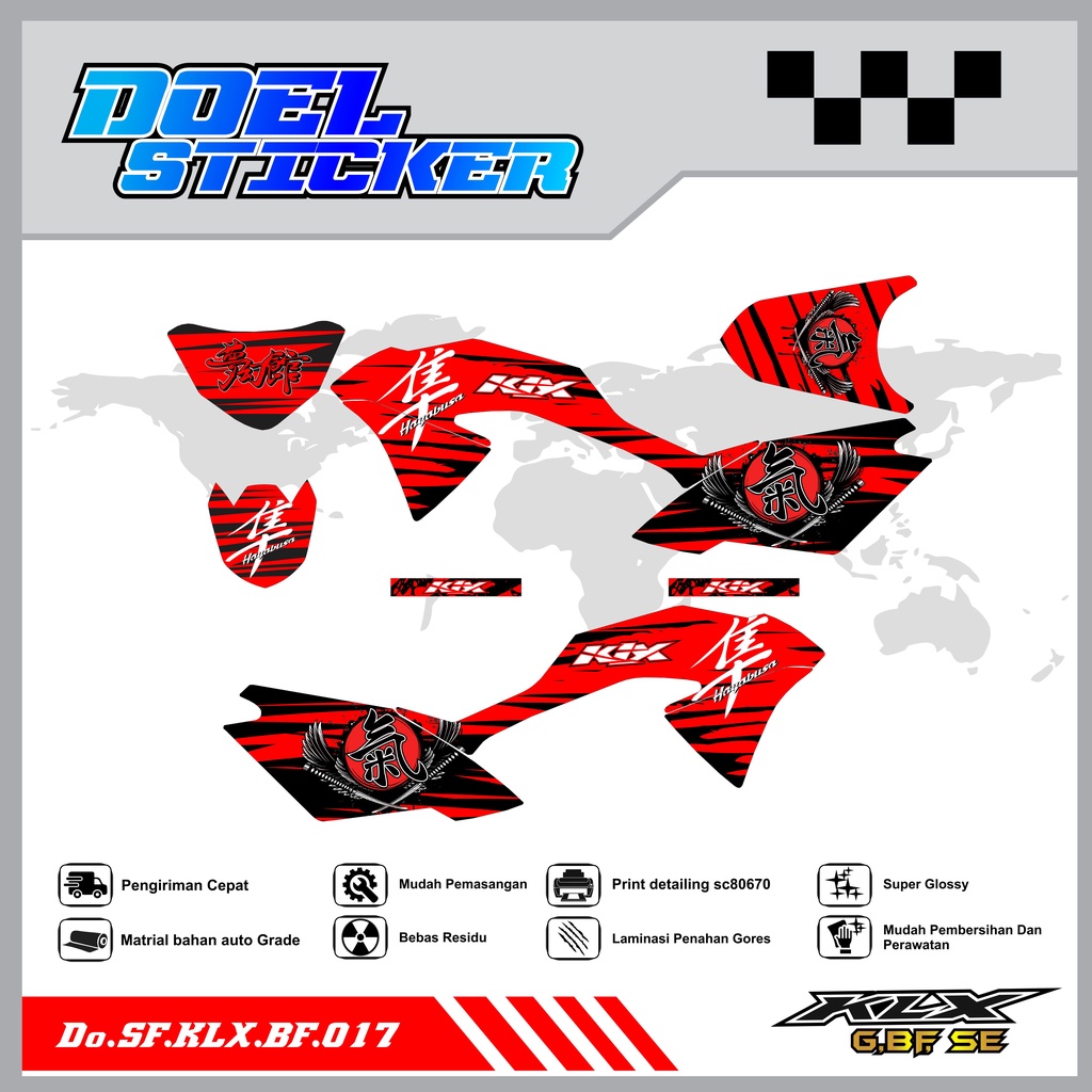 Sticker Striping Honda KLX 150 G , BF , SE Lama List Variasi Hologram , Crome Doel 017