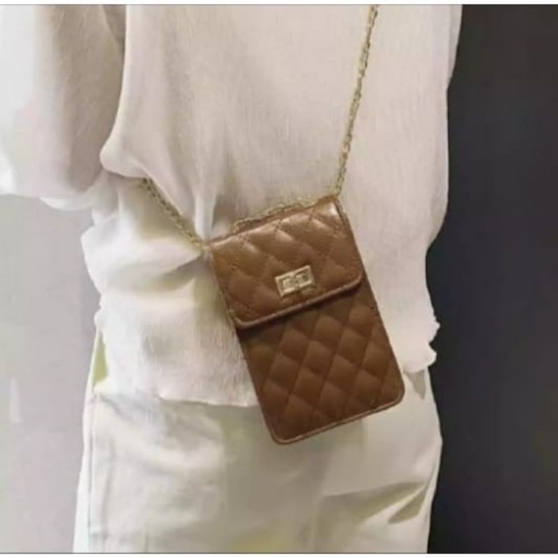 Bagsking08 / Tas Sling phone wanita / Felisa / Tas slempang wanita-Mocca