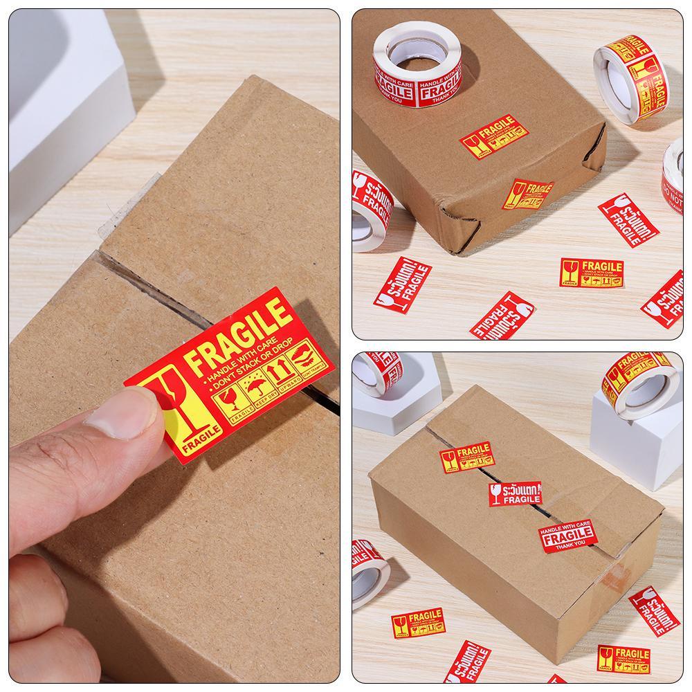 Wonder 250Pcs/roll Stiker Peringatan Fragile Bermanfaat Perawatan Kantor Pengiriman Kemasan Menandai Pengiriman Express Label