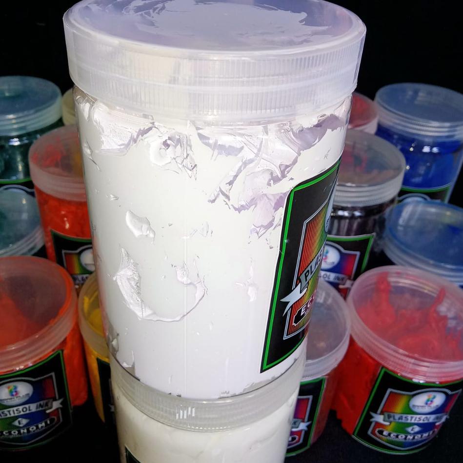 

12 Tinta Sablon PLASTISOL ECONOMY Brain Plus PUTIH 1kg x21≦