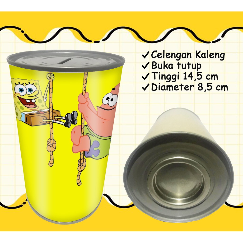 Celengan Kaleng Karakter Spongbob / Celengan Spongebob / Celengan Anak Kartun Spongebob MURAH UNIK-Spongebob - 07
