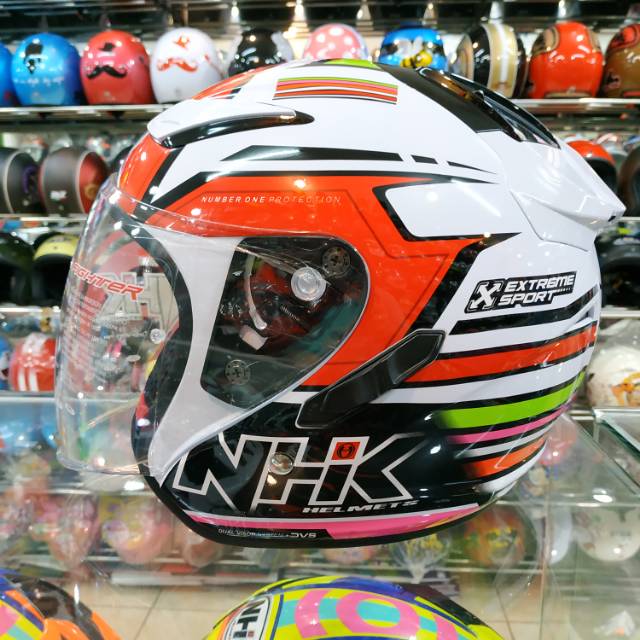 HELM SNI HALF FACE NHK R1 RAINBOW WHITE RED