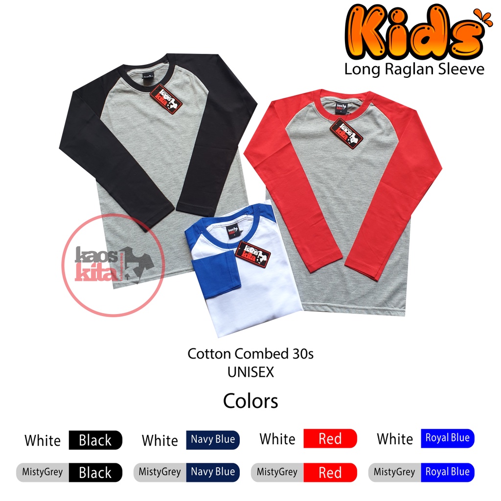 REGLAN ANAK ANAK PREMIUM / LENGAN PANJANG / COMBED 30S DAN COMBED 28S