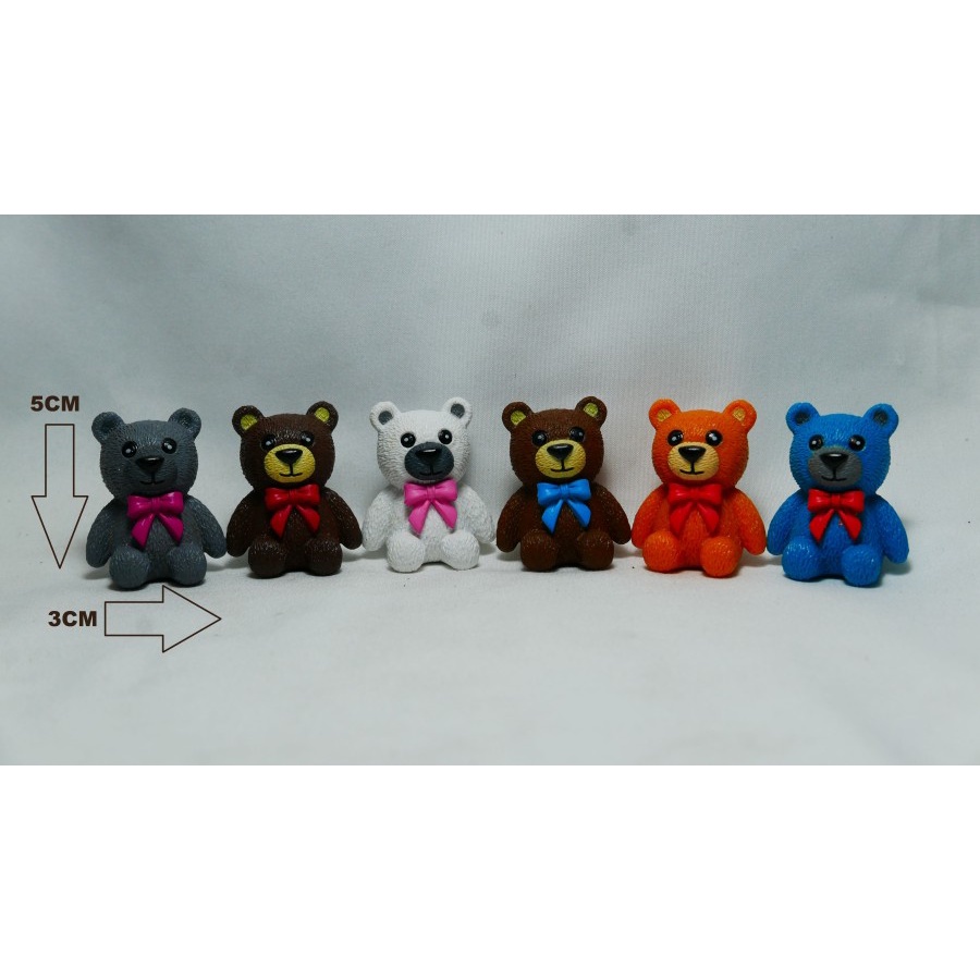 KUE TART TOPPER KUE HIASAN TEDDY BEAR ISI 6 PCS