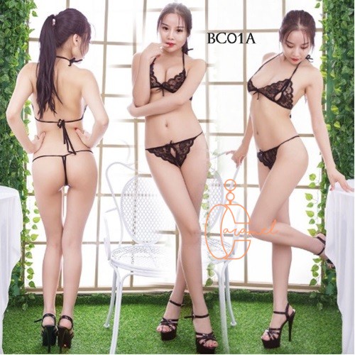 Caramel - SEXY LINGERIE BRA G STRING  BH CD SEKSI LACE DALAMAN WANITA TALI BC-AE01