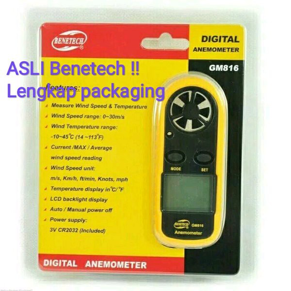 Anemometer Digital  Pengukur kecepatan angin thermometer