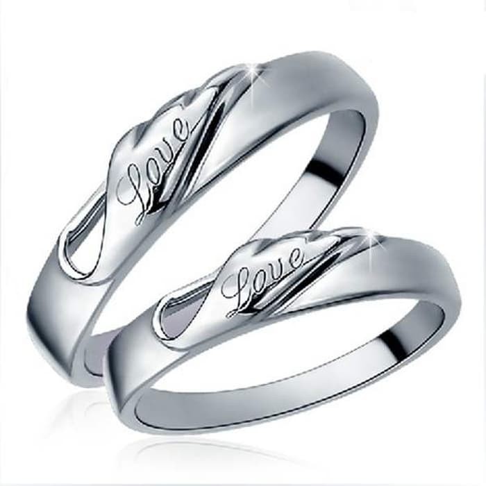 Cincin Couple Daun LOVE Platinum Plated Murah New