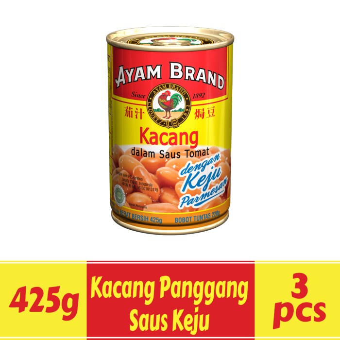 

Kalengbuah- Paket Isi 3 Pcs Kacang Panggang Kaleng Light Saus Keju 425Gr -Buah-Kaleng.