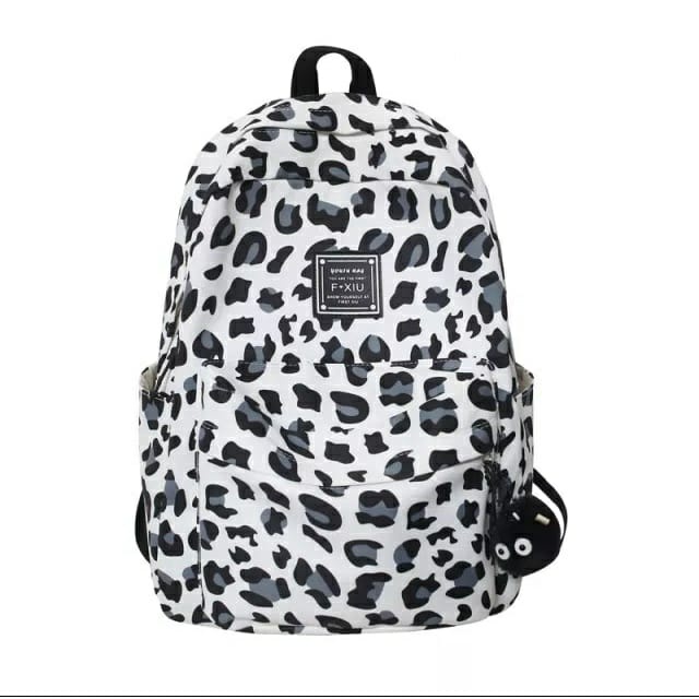 Ransel Anak Sekolah Leopard Ransel Korean style bahan Kanvas Motif Animals ada Saku Laptop