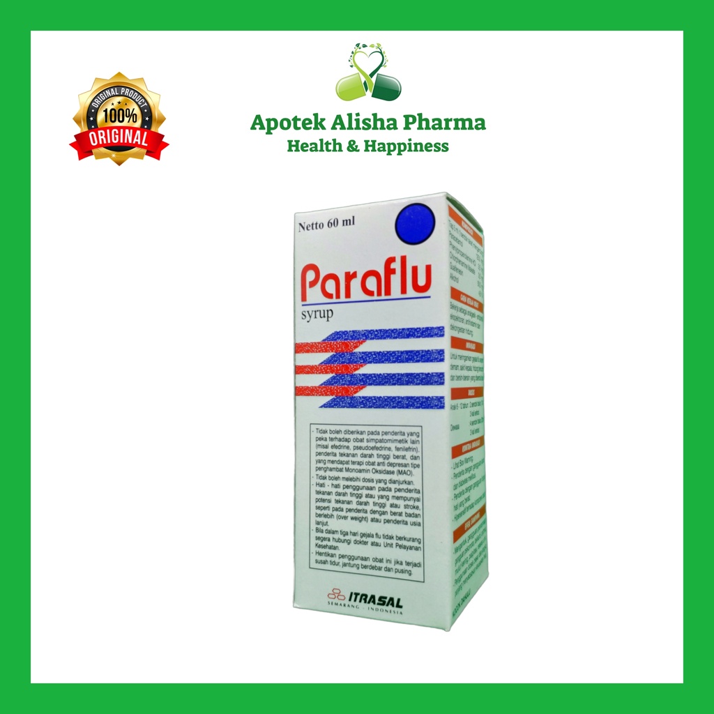 Paraflu Syrup 60ml-Paraflu Sirup Obat Flu/Pilek/Hidung Tersumbat/Batuk/Panas/Demam Anak