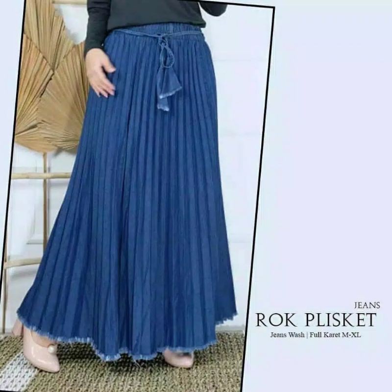 NEW ROK PLISKET/ROK PLISKET JEANS/GROSIR ROK PLISKET MURAH